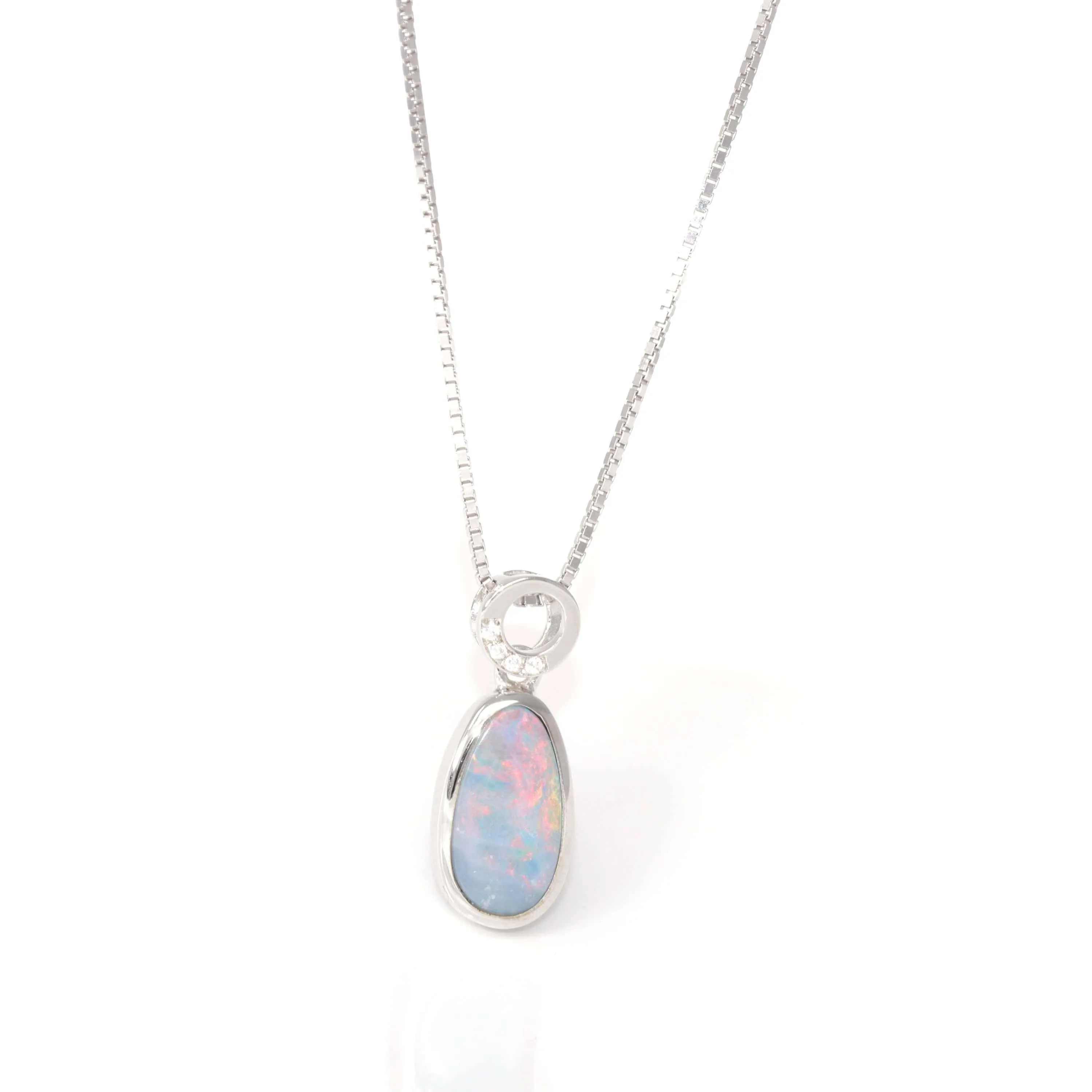 Baikalla? Sterling Silver Freeform Australian Blue Opal Bezel Set Necklace