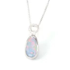 Baikalla? Sterling Silver Freeform Australian Blue Opal Bezel Set Necklace