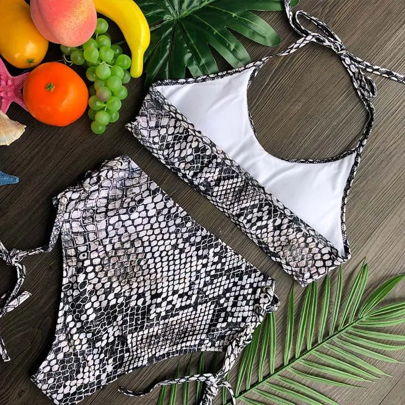 Beach Life High Waist Halter Bikini Set