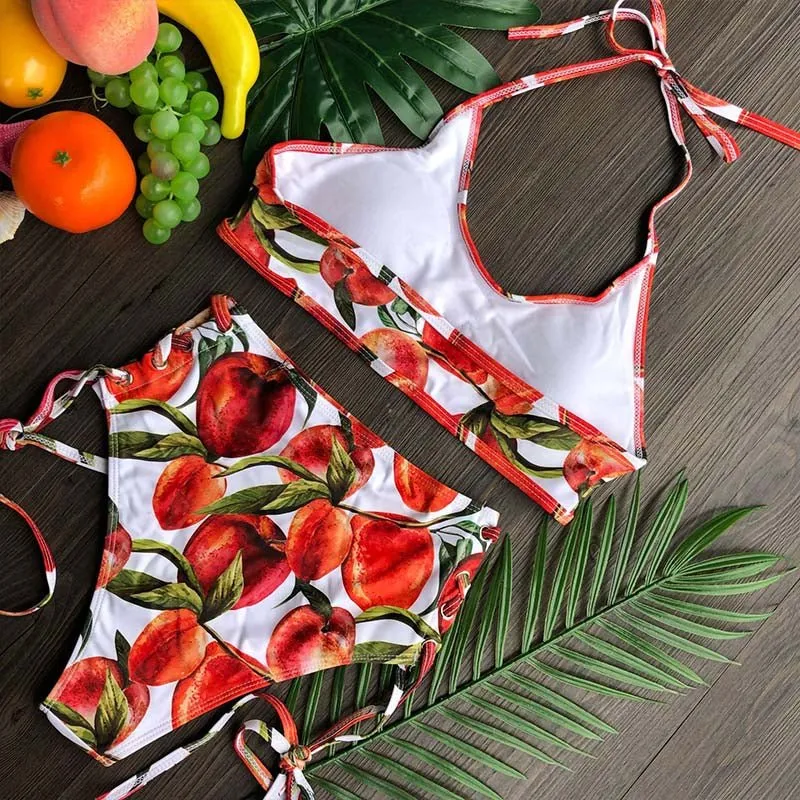 Beach Life High Waist Halter Bikini Set