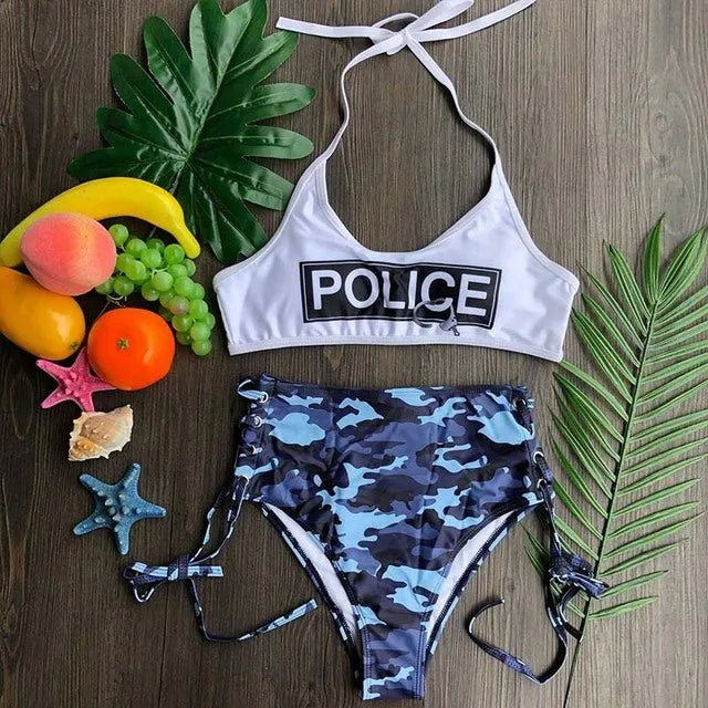 Beach Life High Waist Halter Bikini Set