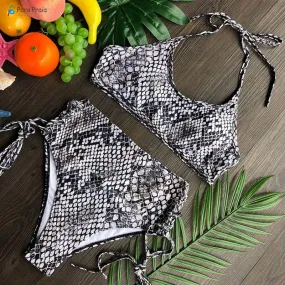 Beach Life High Waist Halter Bikini Set