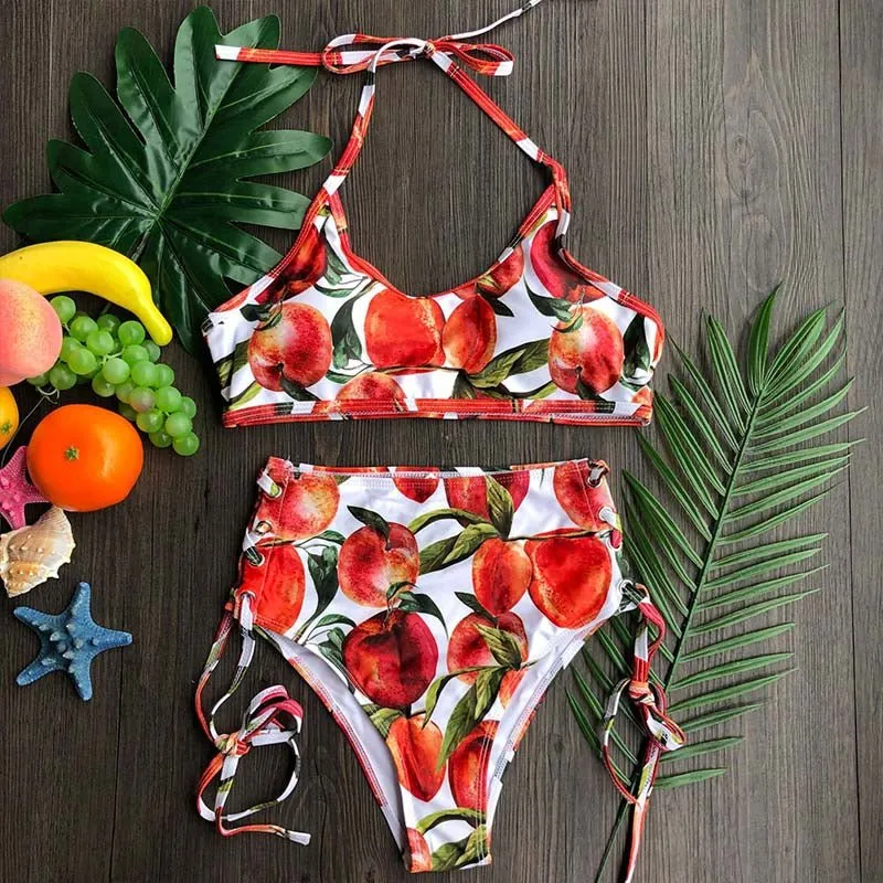 Beach Life High Waist Halter Bikini Set