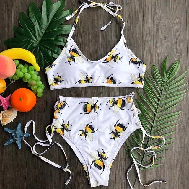 Beach Life High Waist Halter Bikini Set