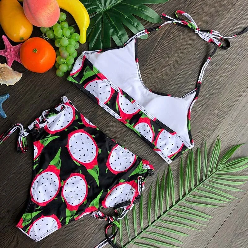 Beach Life High Waist Halter Bikini Set