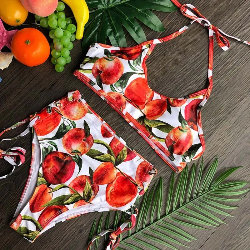 Beach Life High Waist Halter Bikini Set