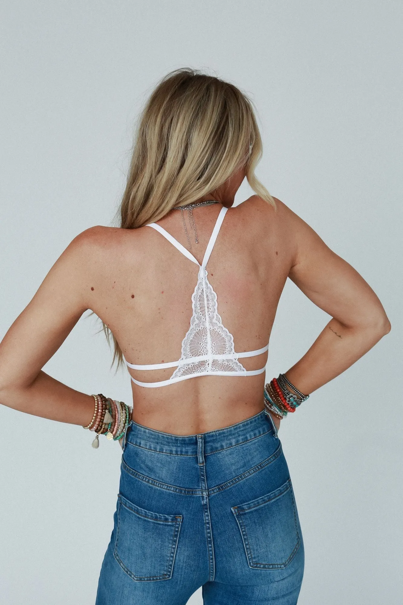 Bellini Triangle Lace Bralette - White