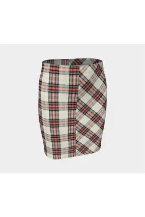 Bidirectional Plaid Fitted Skirt