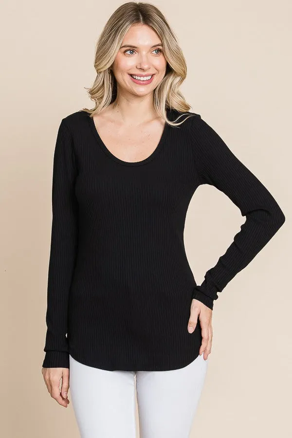 BLACK DEEP U NECK SOLID TOP