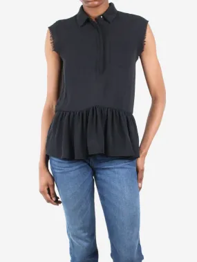 Black ruffle hem top - size US 0