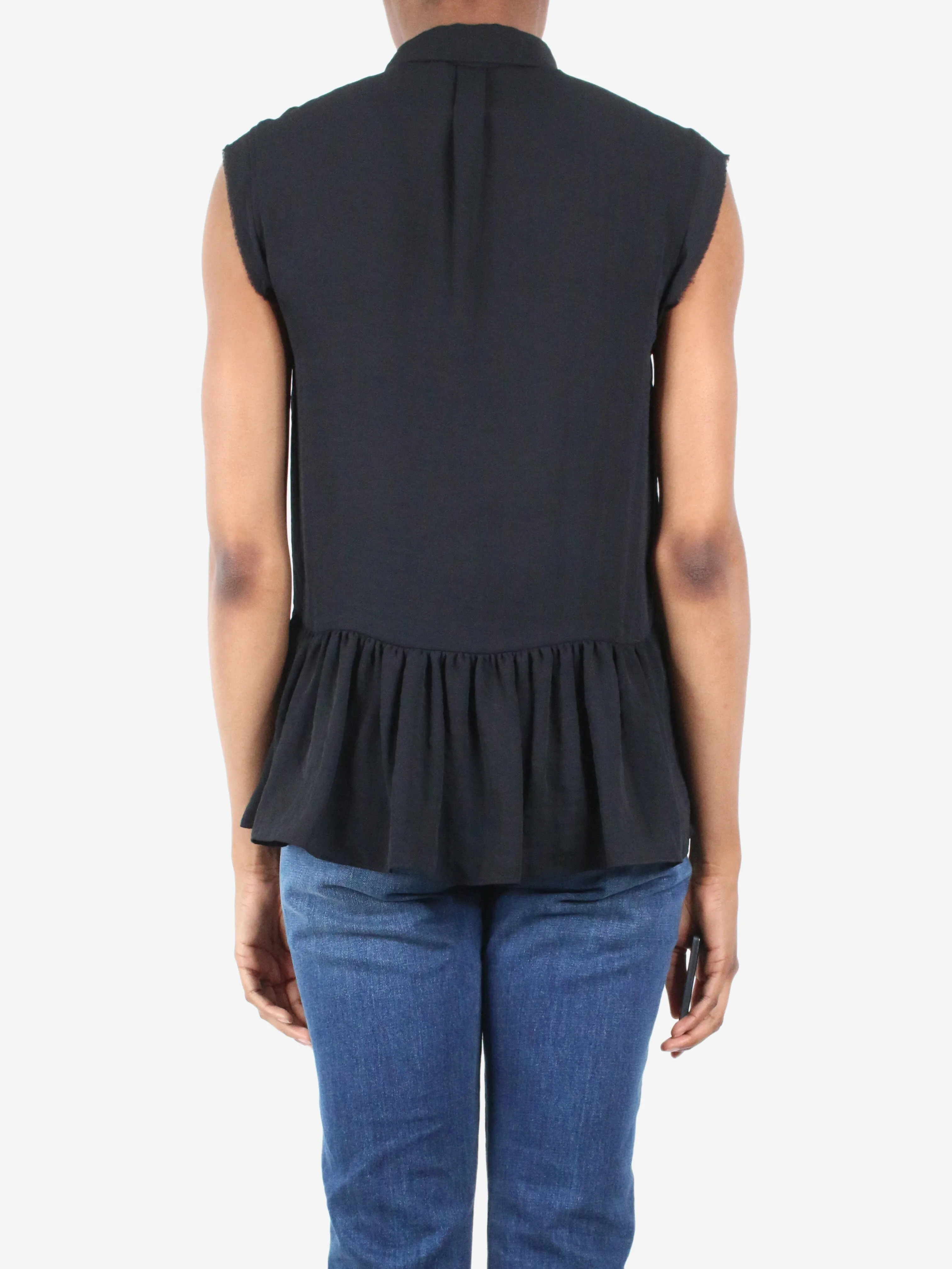 Black ruffle hem top - size US 0