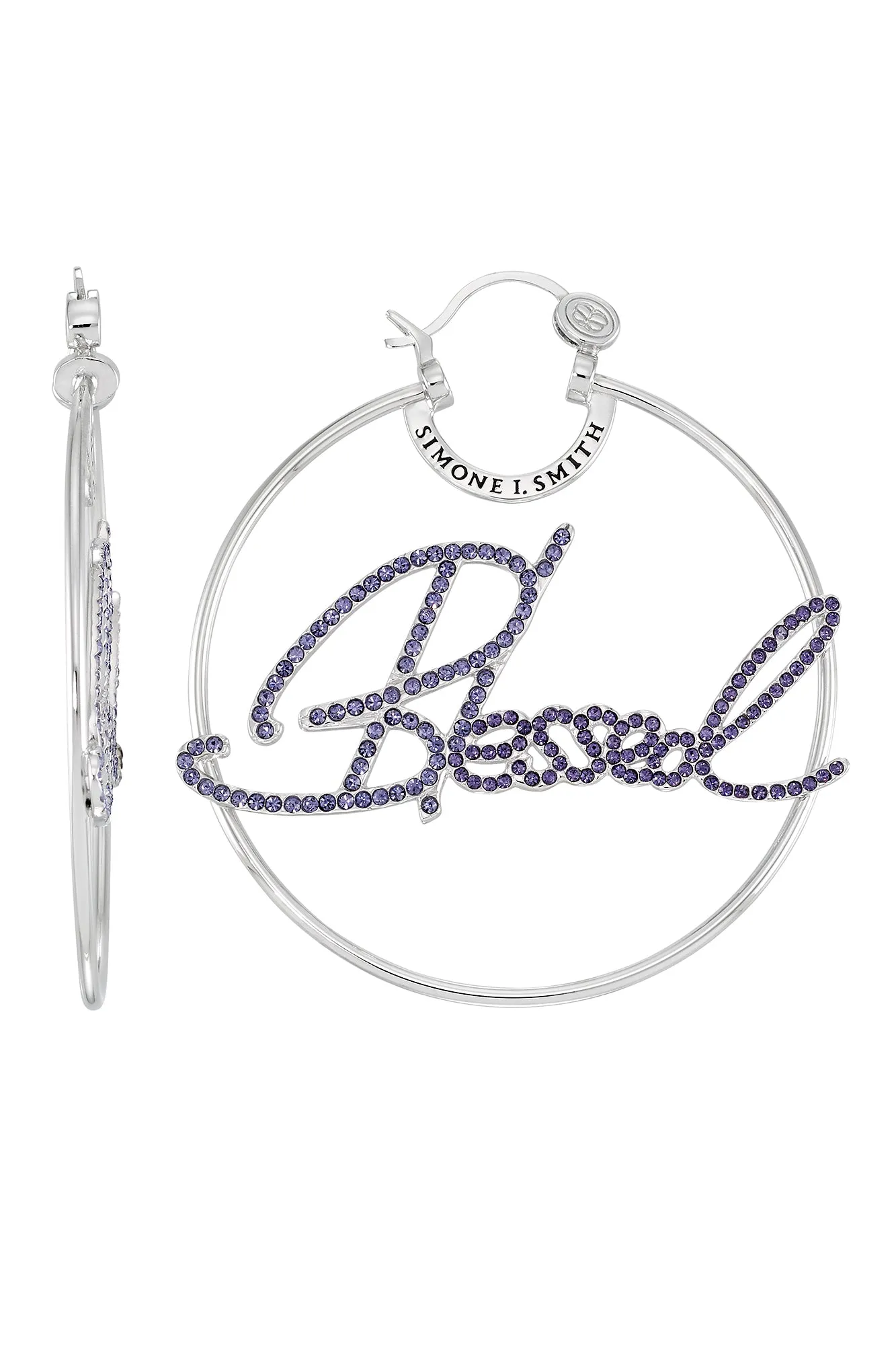 Blessed Nameplate Round Hoops - Purple Capsule