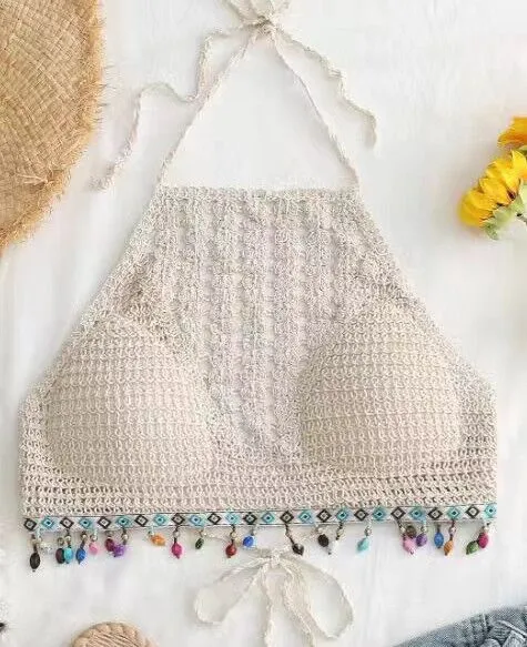 Boho Quaste Sexy Häkel-Bikinioberteil