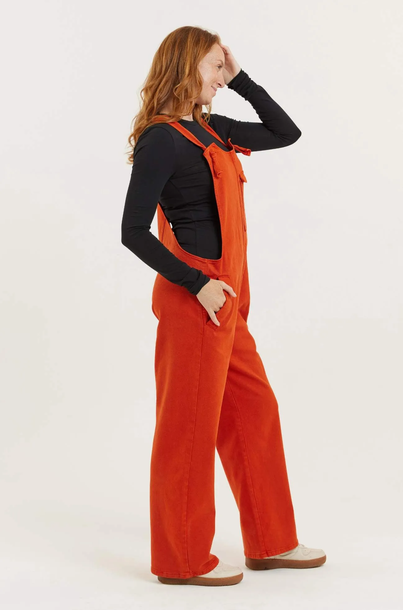 Burnt Orange Recycled Wood Denim Mary-Lou Pocket Dungaree