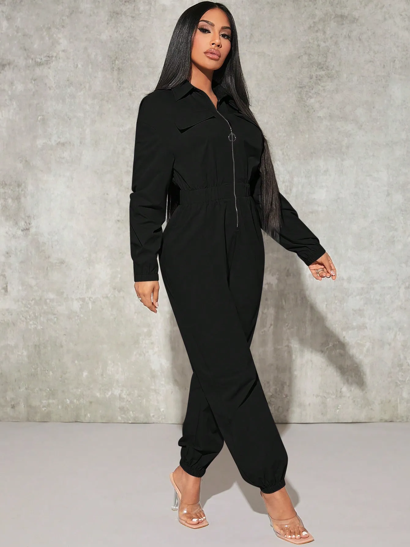 Cargo Elastic Waist Jumpsuit