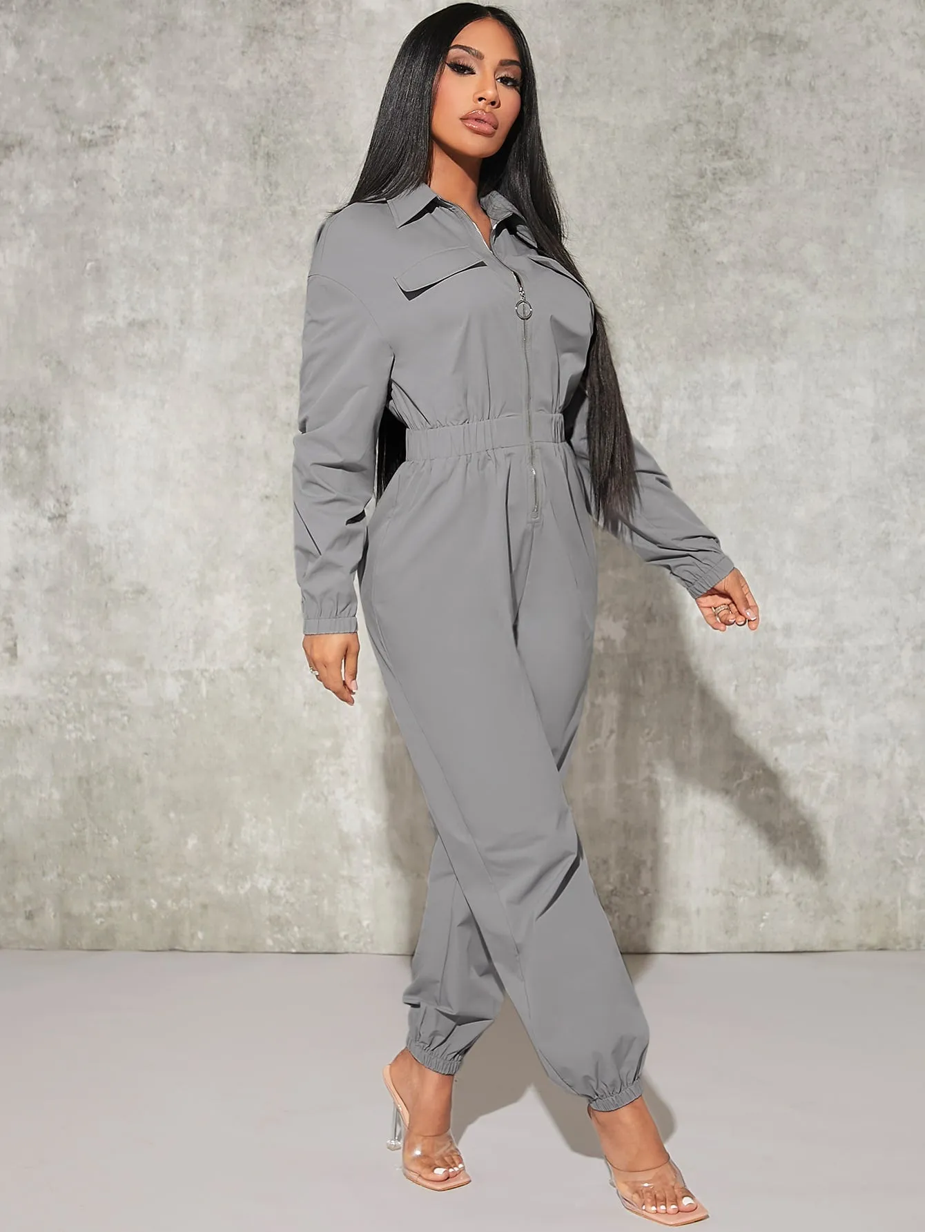 Cargo Elastic Waist Jumpsuit