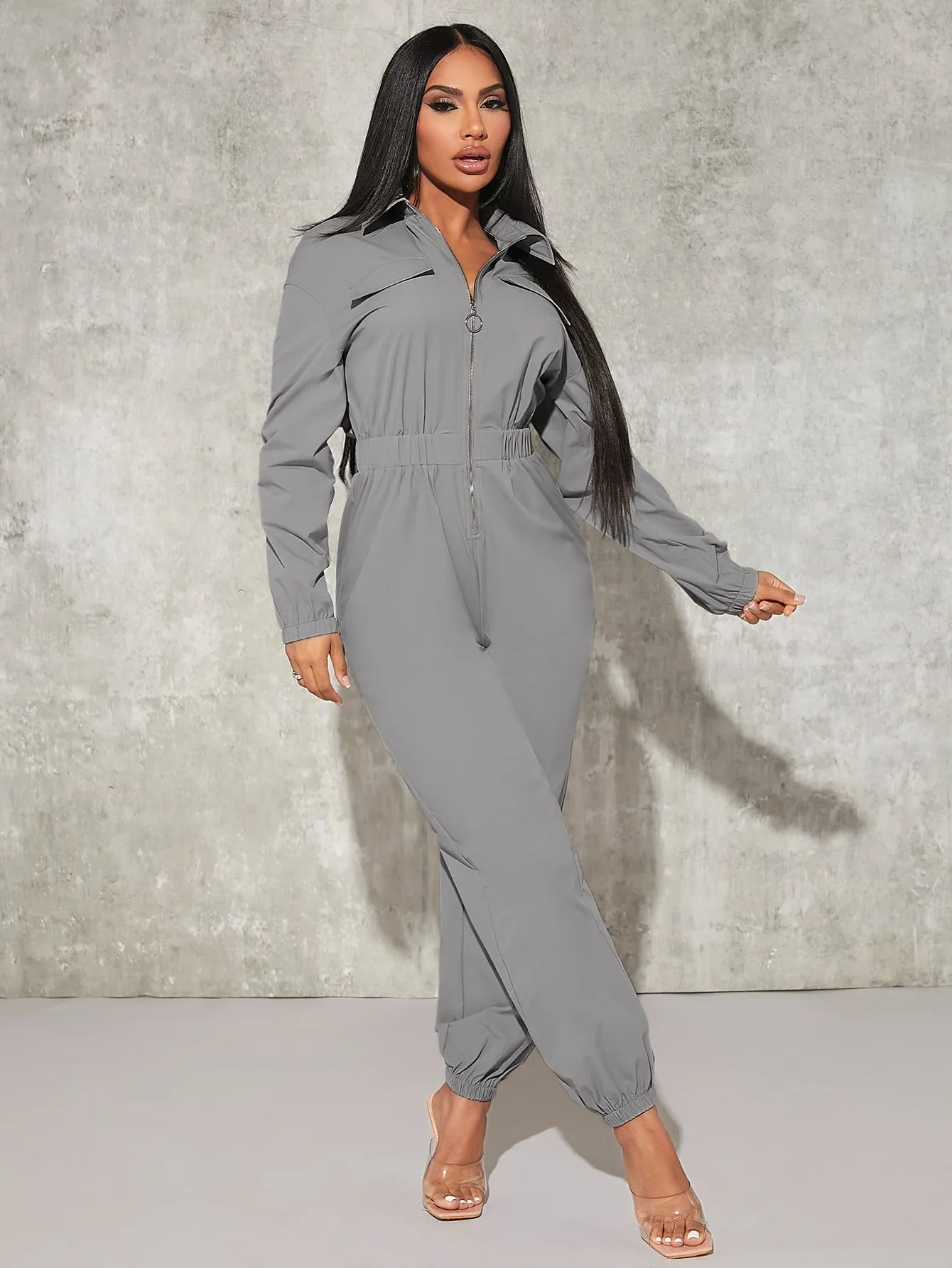 Cargo Elastic Waist Jumpsuit