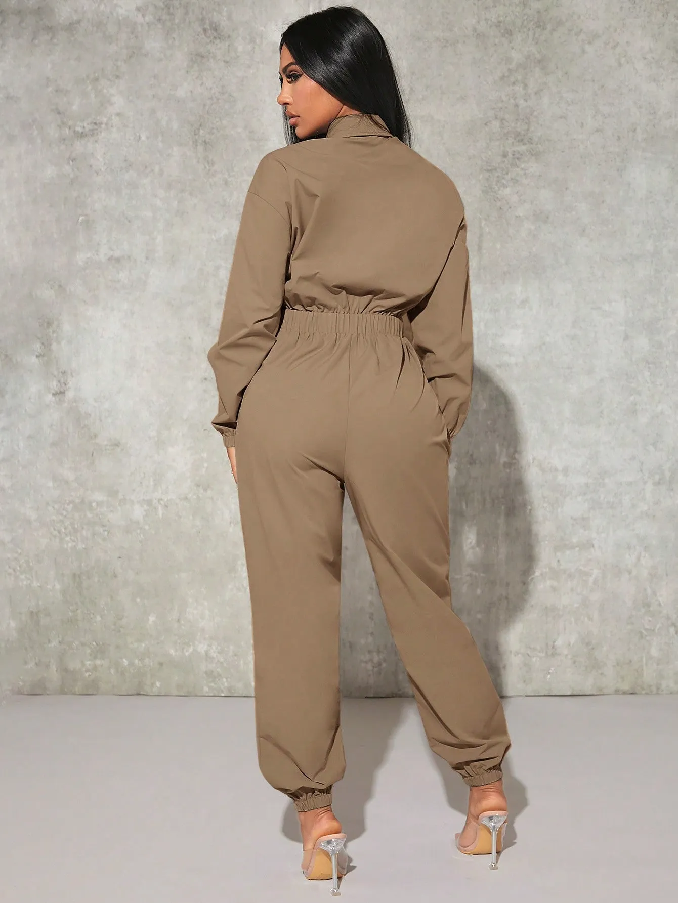 Cargo Elastic Waist Jumpsuit