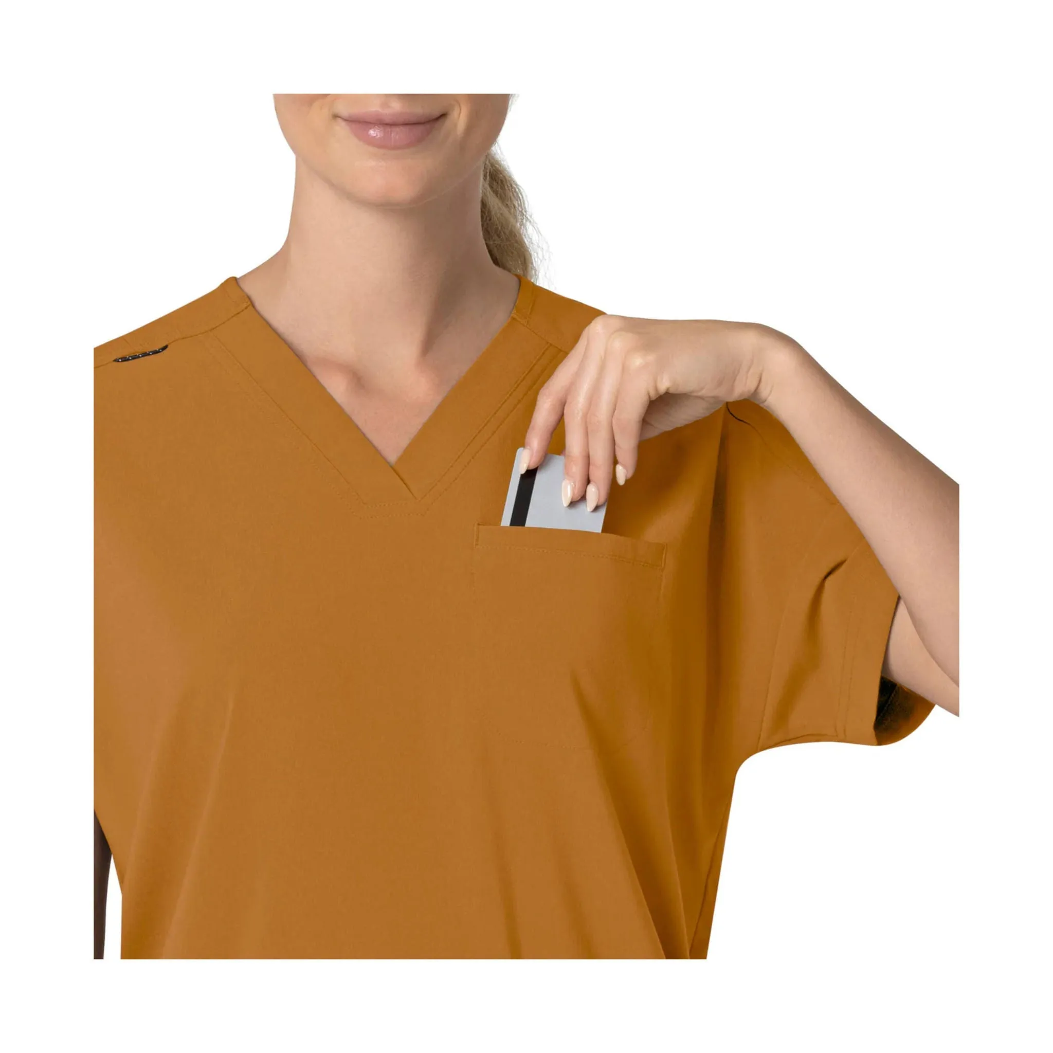 Carhartt Women's Force Cross Flex Oversized V Neck Scrub Top - Fox Brown