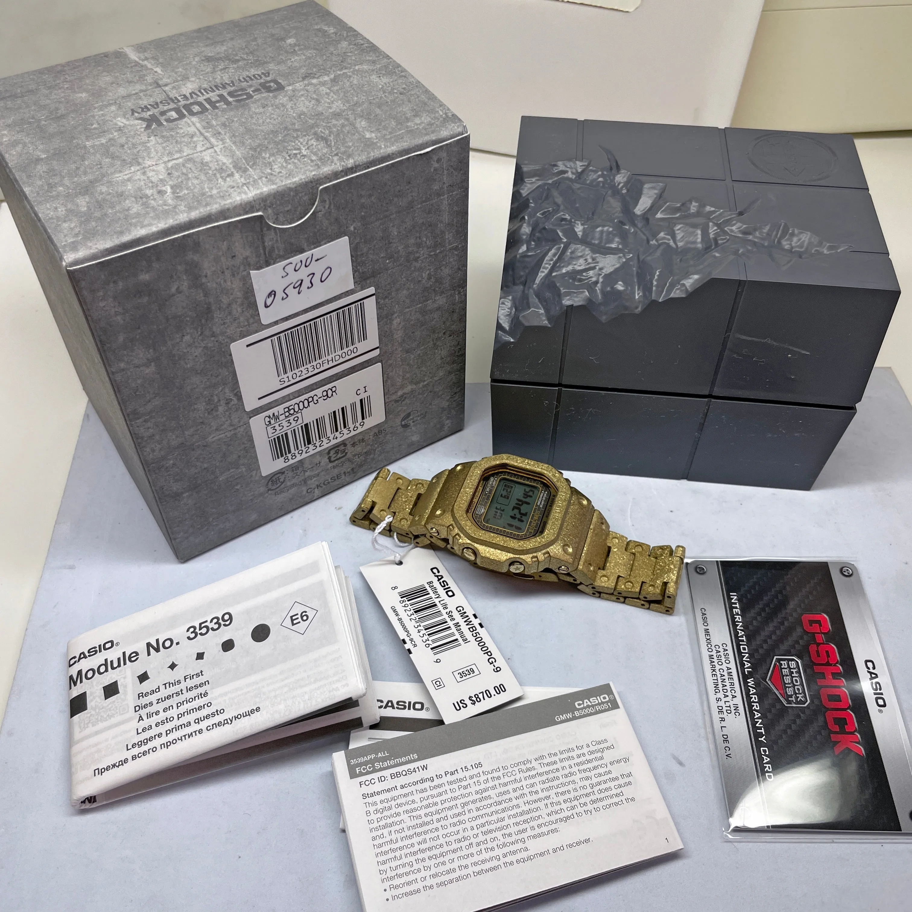 CASIO G-SHOCK GMWB5000PG-9 Gold 40th Anniversary Recrystallized Steel Bluetooth Full Metal Solar Watch