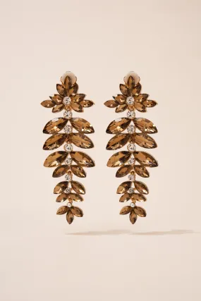 Charlotte Leaf Rhinestone Clip-on Earrings