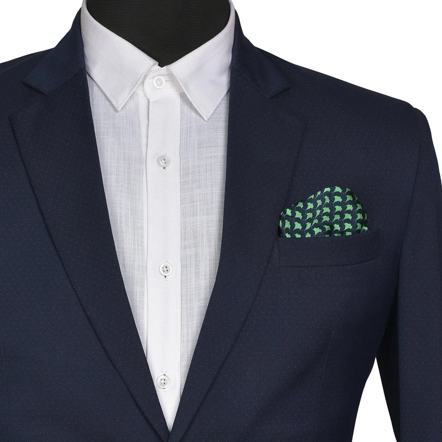 Chokore Light Sea Green & Navy Blue Silk Pocket Square - Indian At Heart line