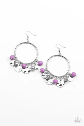 Chroma Chimes Purple Bead and Silver Earrings - Paparazzi Accessories