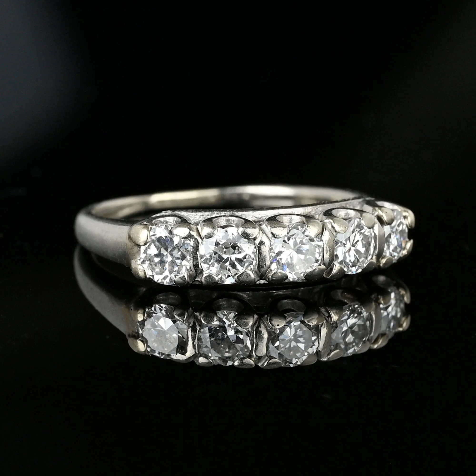 Classic White Gold Half Eternity Five Stone Diamond Ring Band