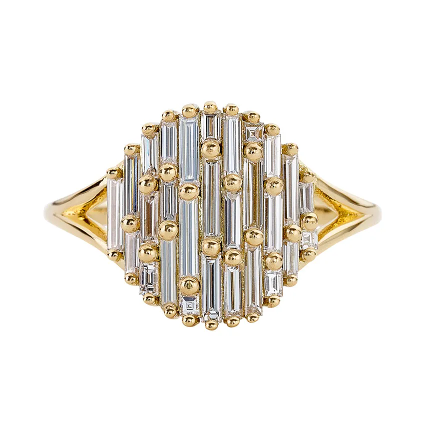 Cluster Ring with Assemblage of Needle Baguette Diamonds - the Light Catcher Ring