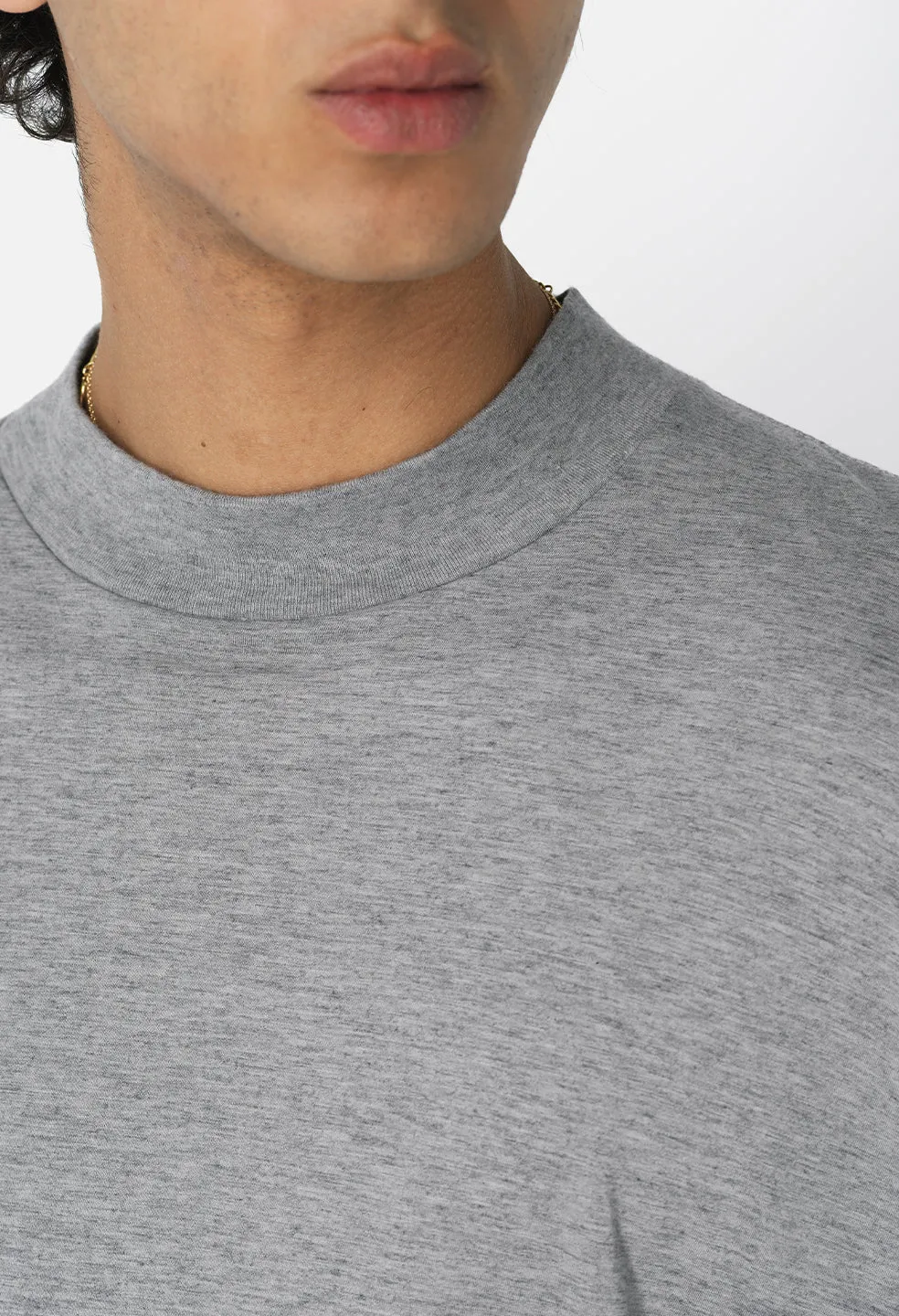 Cotton Cashmere Mock Neck / Grey