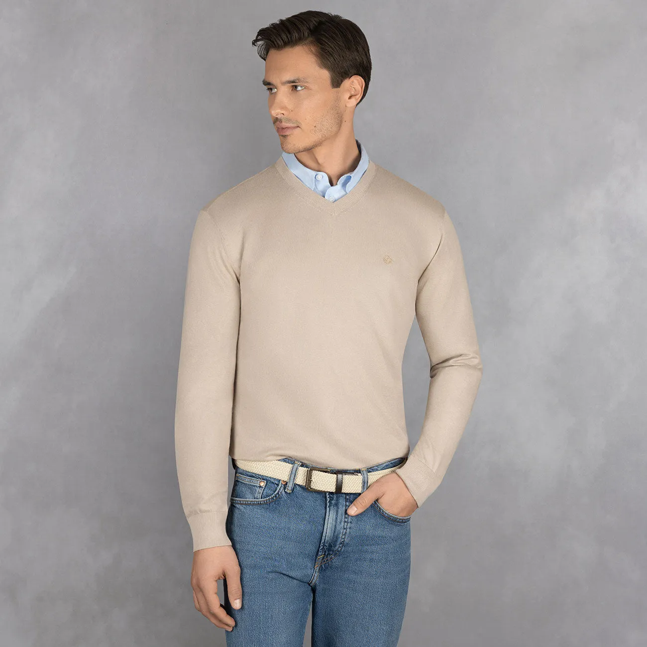 Cotton Pullover V-Neck Men