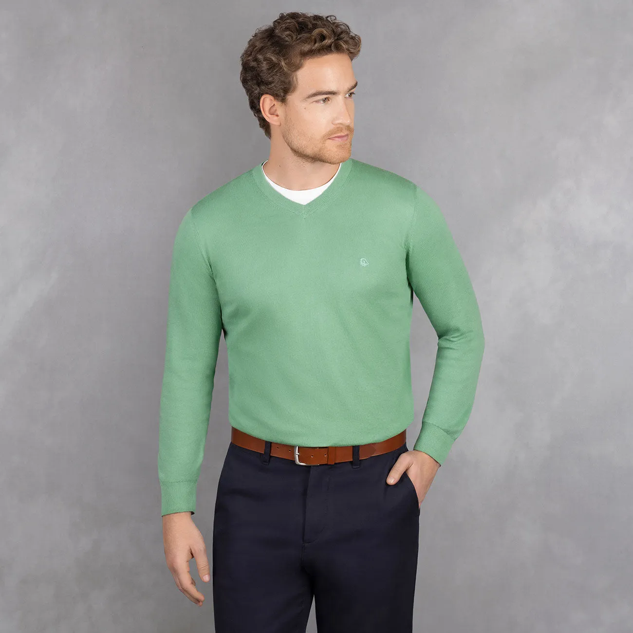 Cotton Pullover V-Neck Men