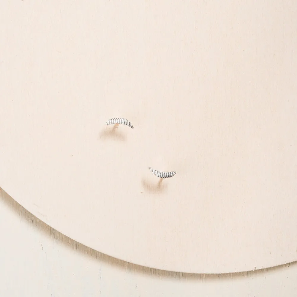 Crescent Stud Earrings - Sterling Silver