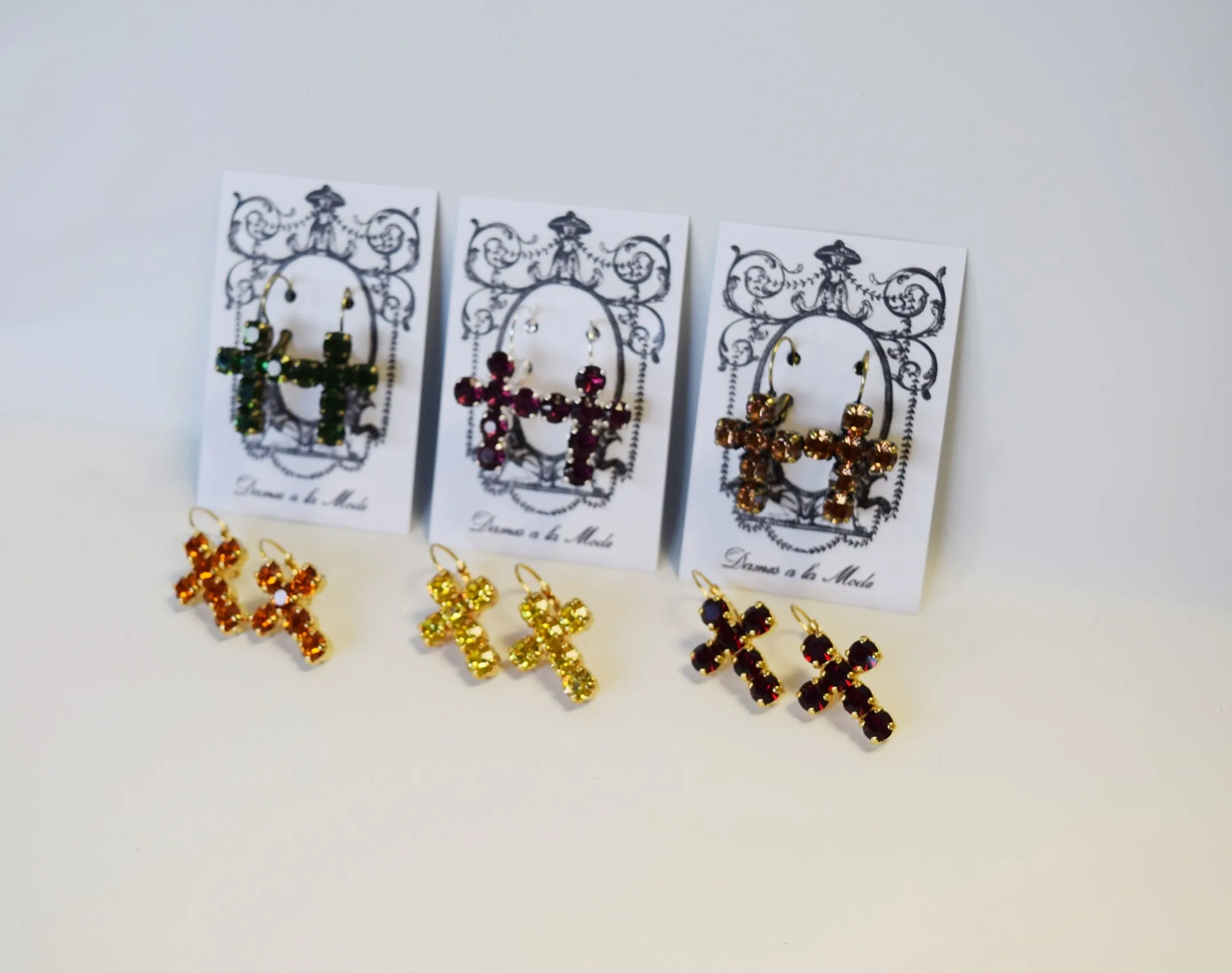 Crystal Cross Earrings