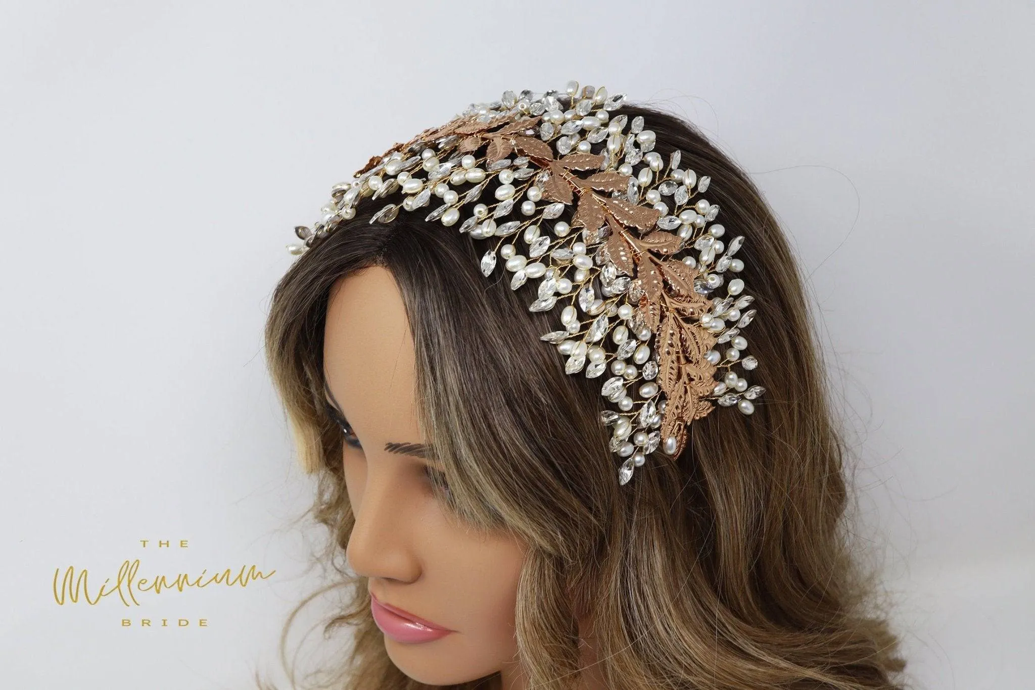 Crystals Vine leaves Headband, Pearl Bridal Hair Vine, Rhinestone Headband, Delicate Headband, Hair accessories.