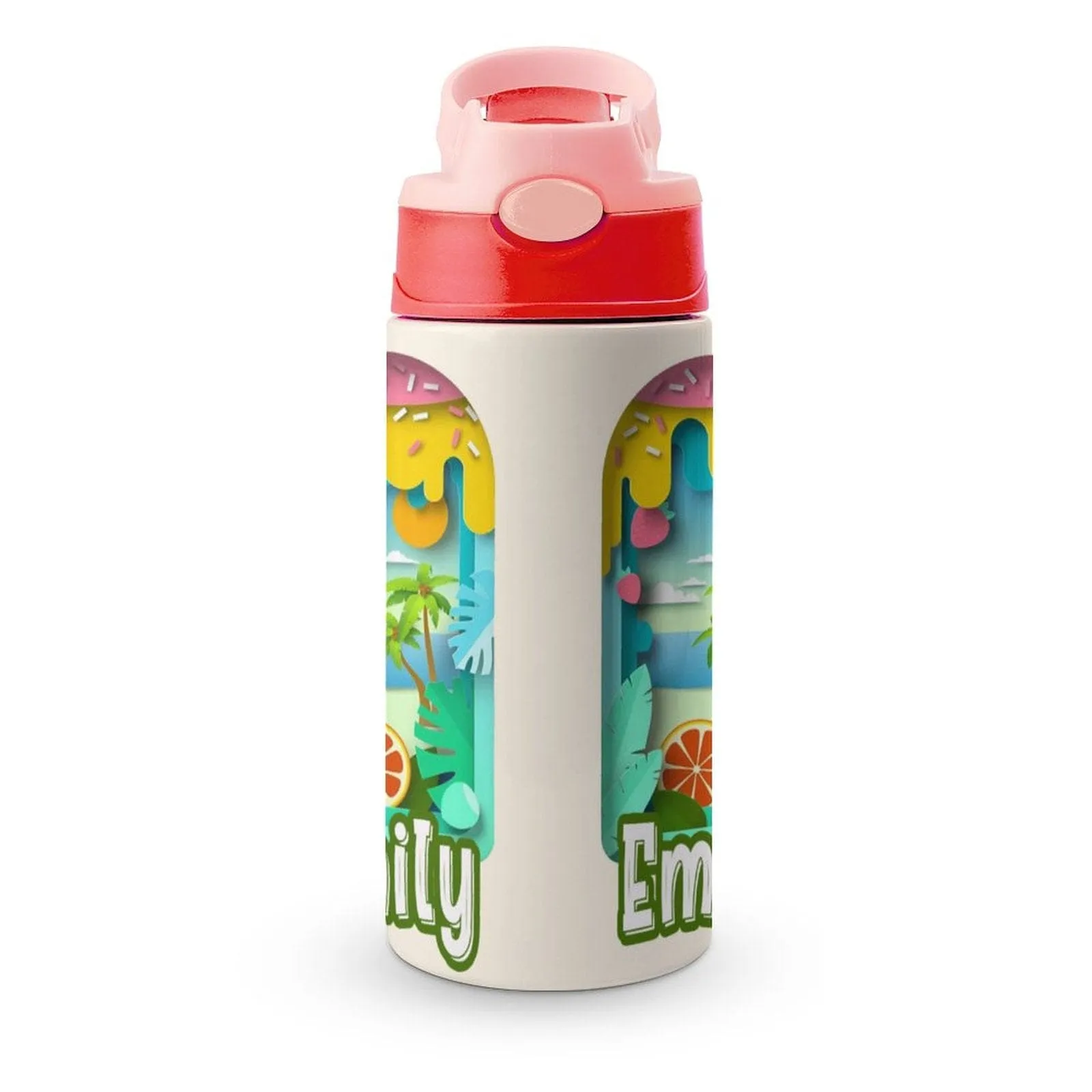 Custom Name Personalised Paper Cut Stainless Steel Kids Drink Bottles 500ml Water Bottle