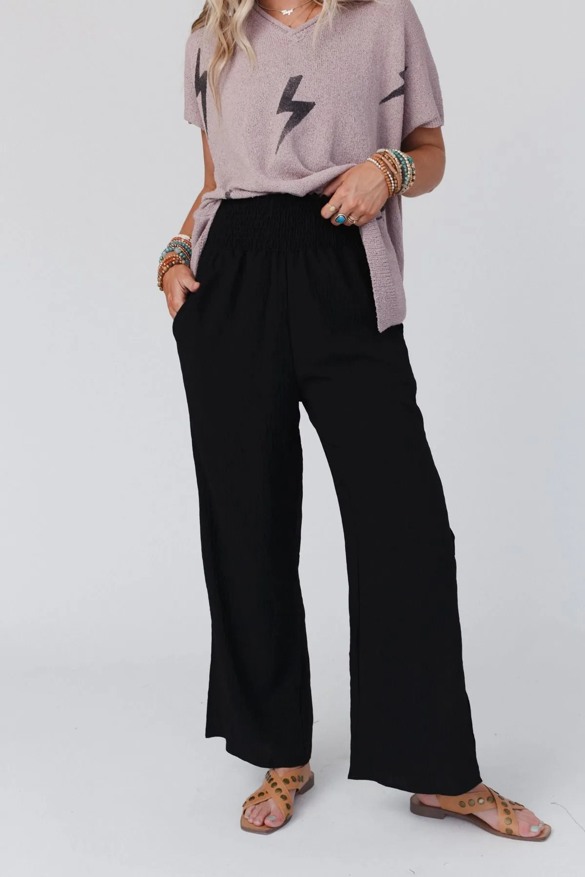 Dani Slit Wide Leg Pant - Black