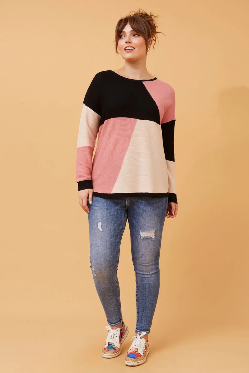 DARYLE COLOUR BLOCK KNIT JUMPER