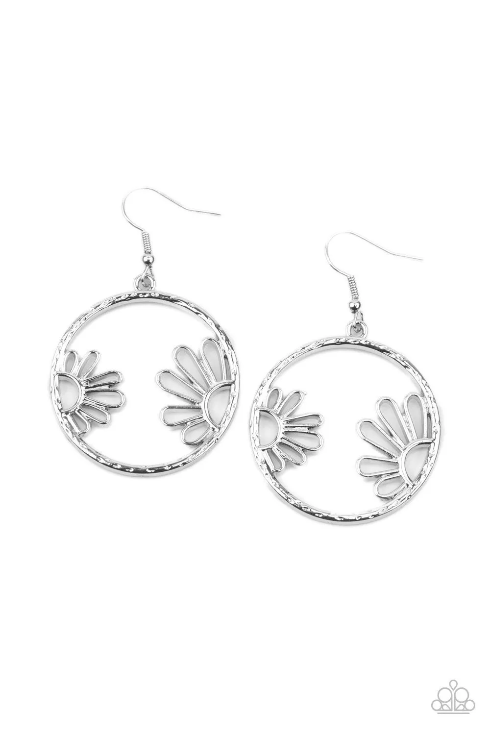 Demurely Daisy Silver Flower Earrings - Paparazzi Accessories