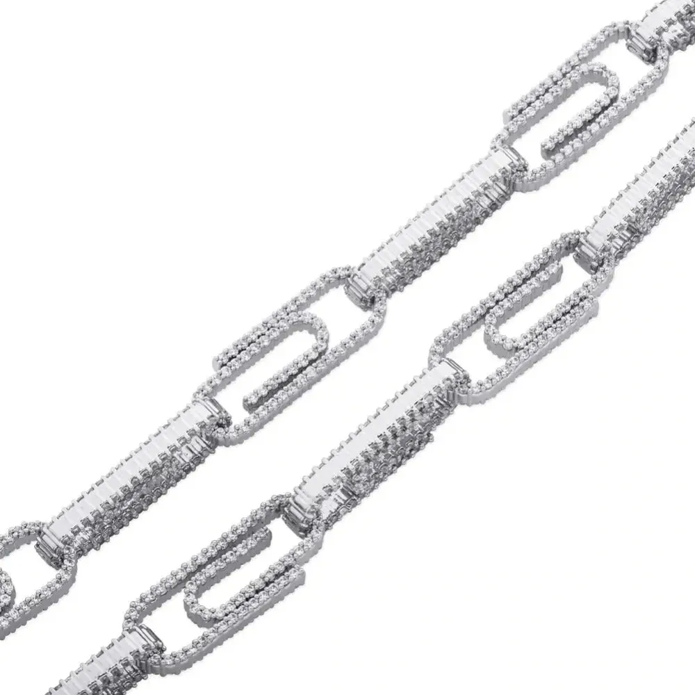 Diamond Paperclip Bracelet in White Gold