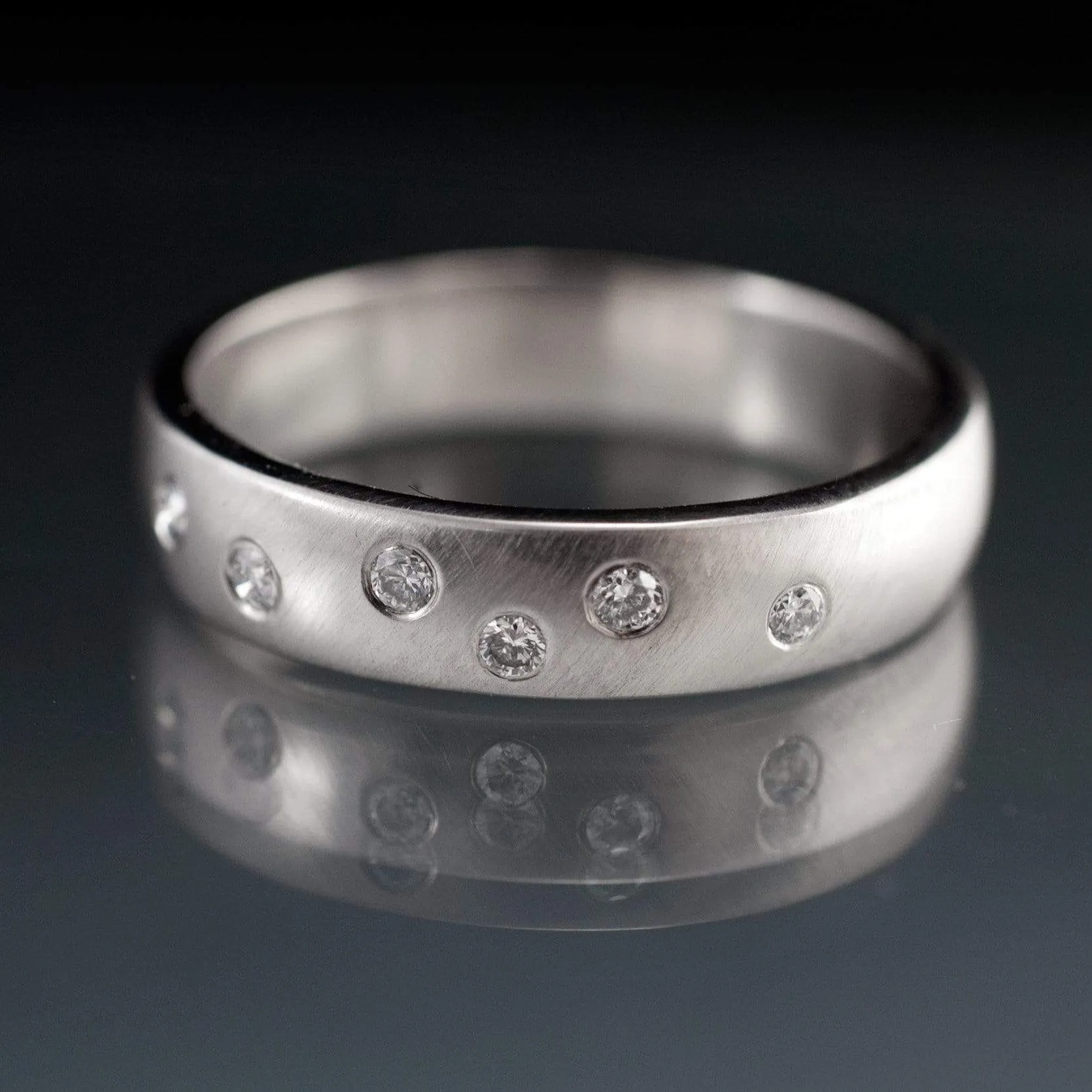 Diamond Wedding Ring, Random Diamond Flush Set Band