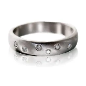 Diamond Wedding Ring, Random Diamond Flush Set Band