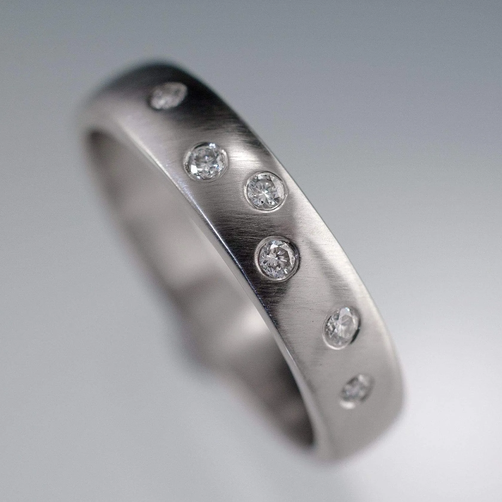 Diamond Wedding Ring, Random Diamond Flush Set Band