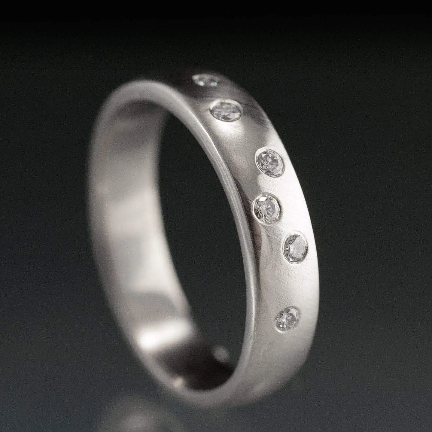 Diamond Wedding Ring, Random Diamond Flush Set Band