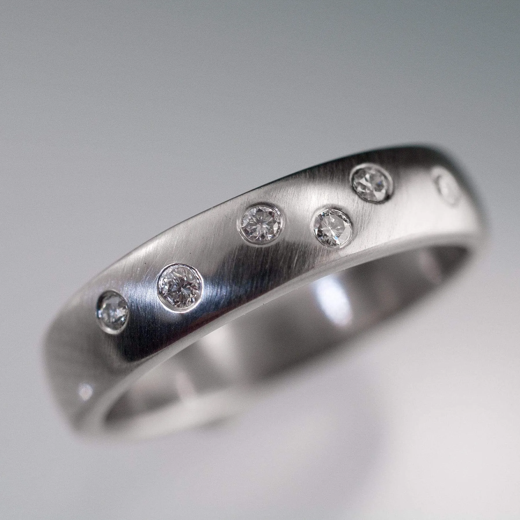 Diamond Wedding Ring, Random Diamond Flush Set Band