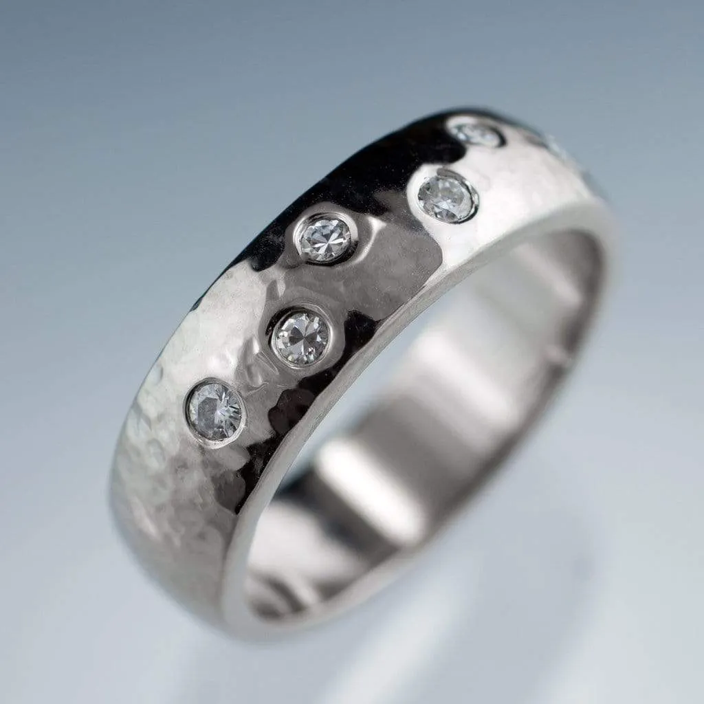 Diamond Wedding Ring, Random Diamond Flush Set Band