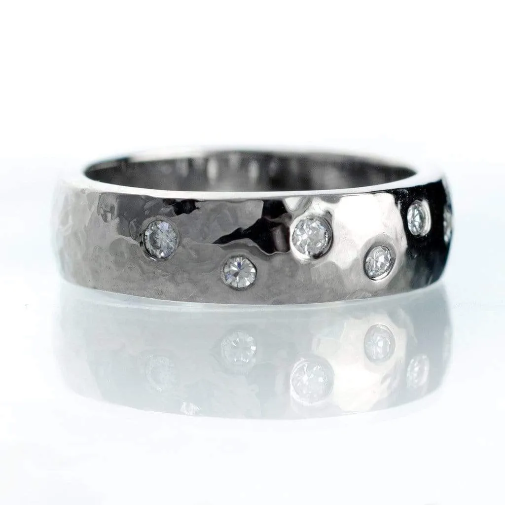 Diamond Wedding Ring, Random Diamond Flush Set Band