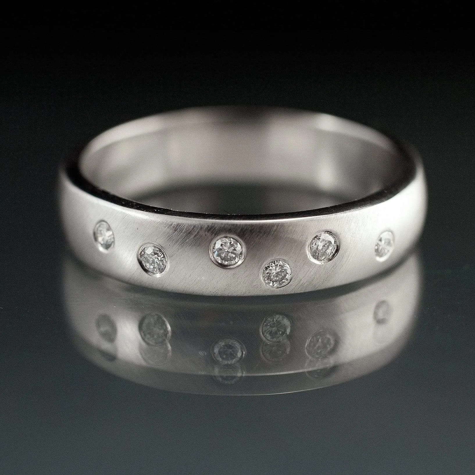 Diamond Wedding Ring, Random Diamond Flush Set Band