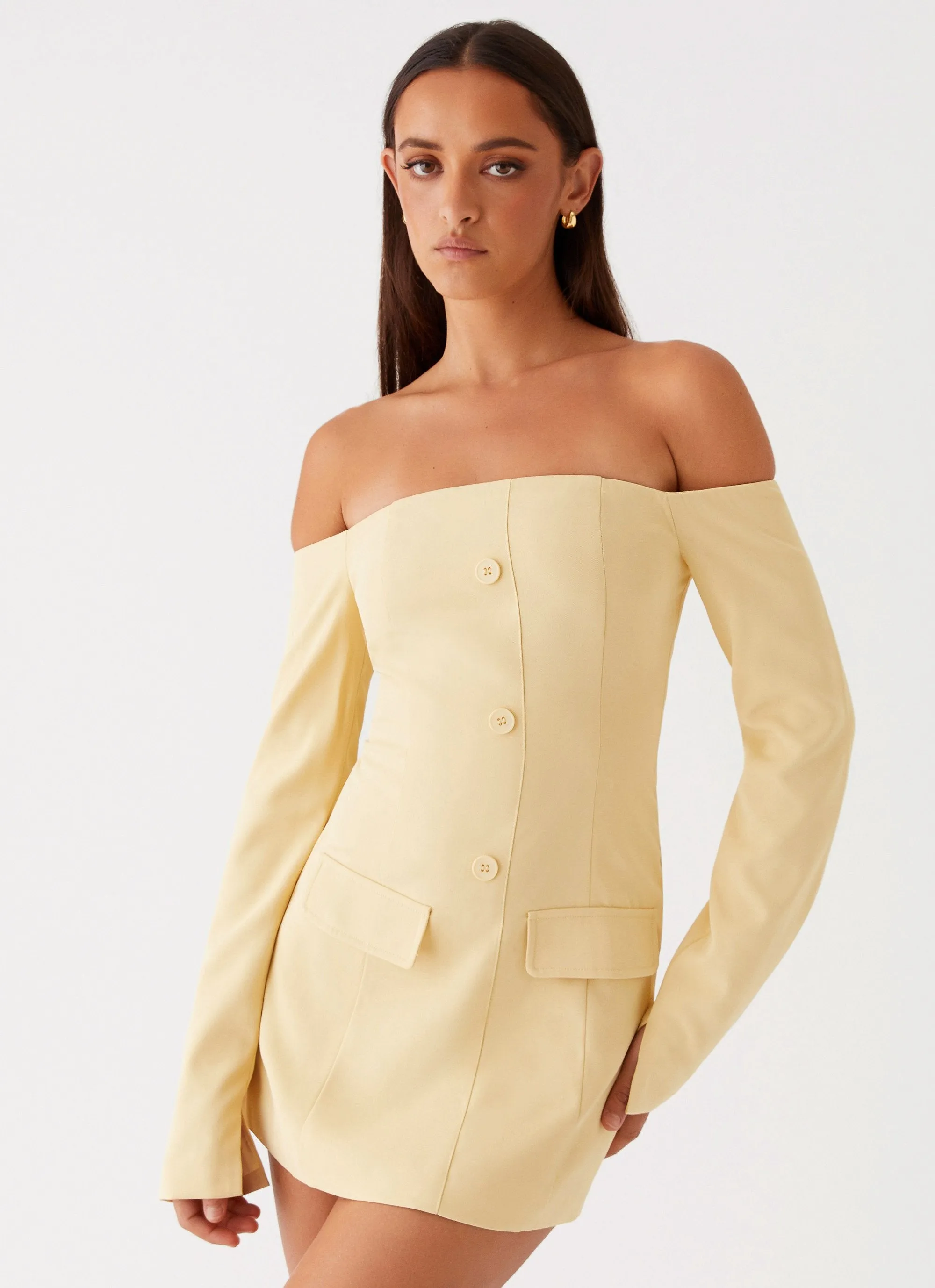 Dominique Blazer Mini Dress - Yellow