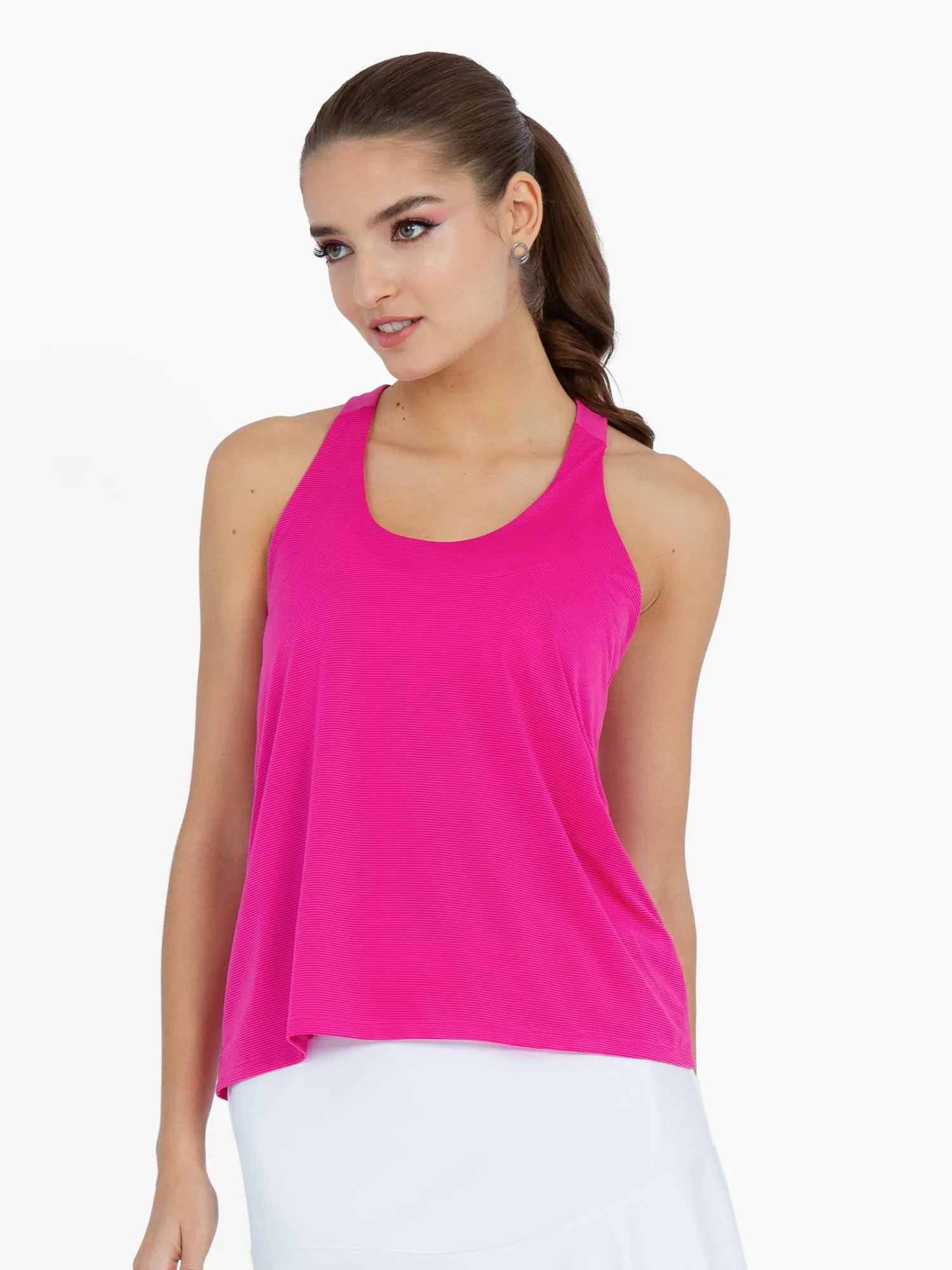 Double-Layered T Racer Back Camila Tank - Raspberry Pink